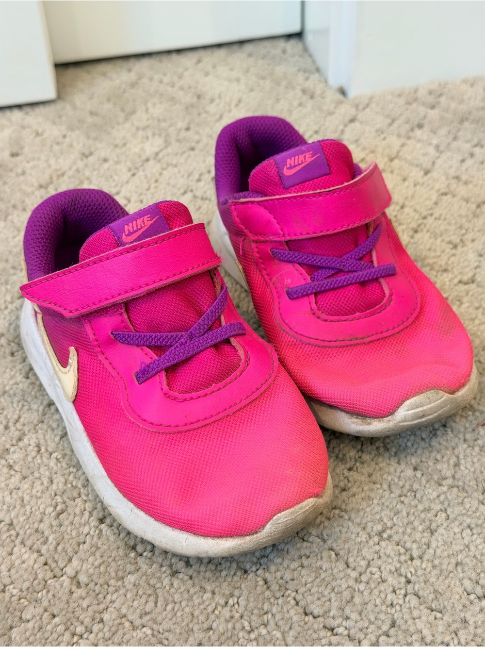 Nike Kids Hot Pink and Purple Velcro Sneakers